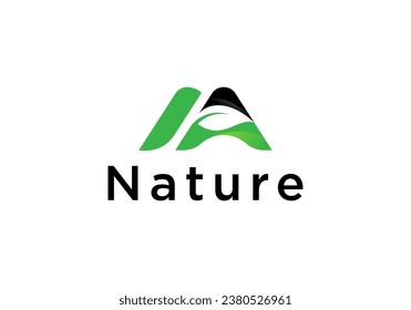Initial M with Leaf Plant, Letter M for Organic Fresh Healthy Vegan Food logo design	