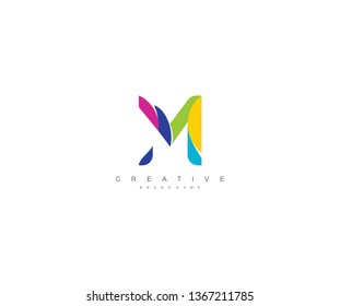 Initial M letter abstract modern colorful liquid minimalist logo
