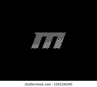 Initial M letter abstract pattern race flag monogram logotype