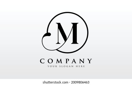 Initial M letter Black Color With White Background Logo Design vector Template. Calligraphy Letter M Logo Design