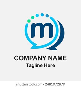 Initial m Letter with Bubble Chat Icon for Information Communication Logo Idea. Consulting Business, Chat Application, Speech Bubble Icon Logo