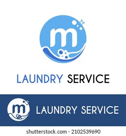 Initial M Letter with Bubble Splash Shine for Laundromat, Washing, Cleaning Service, housework, maid, Business logo idea