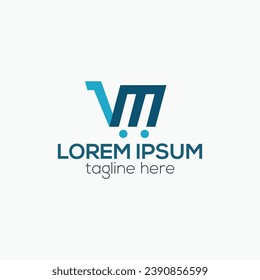 Initial M letter drop shipping delivery flat logo design isolated vector template illustration
