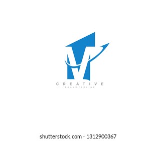 Initial M letter isolated growth swoosh arrow shape logotype