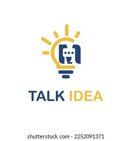 Initial M Letter with Light Bulb and Chat Icon for Inovative Technology Company Logo Idea Template