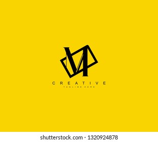 Initial M Letter Linked Abstract Rectangle Frame Logotype