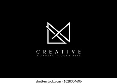 Initial M Buchstaben Logo Design Vektorgrafik. weißes M-Logo einzeln auf schwarzem Hintergrund