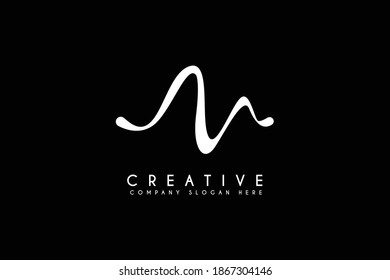 initial M letter logo design vector illustration. M Minimalist logo isolated on black background