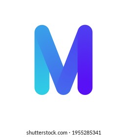 Initial M letter logo design. Gradient twisted ribbon line for logotype, title, header, company name. Vector illustration