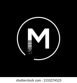 Initial M Buchstaben Logo Design mit kreativen modernen Business Typografie Vektorvorlage. Punktschrift, Vektorgrafik.