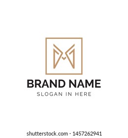 initial M letter logo with line art style. elegance design.