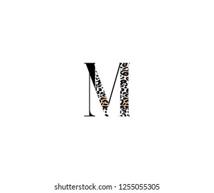 Initial M Letter with Luxury Leopard Pattern Logotype