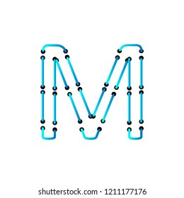 initial M letter , neon vector  blue light 