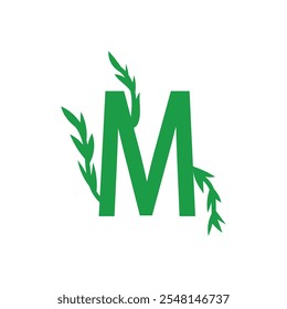 Initial M Letter A simple green company logo design featuring leaves, and growth symbols to represent nature, eco-friendliness, success, and progress