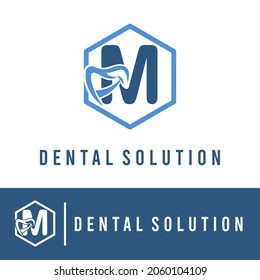 Initial M Letter with Smile for Dental Clinic Business logo Concept. Dentist Orthodontist Health Care Modern Logo Template