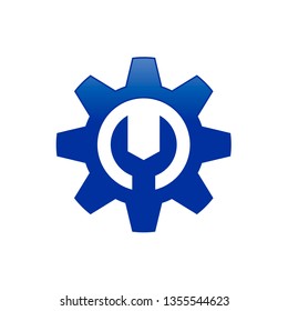 Initial M Lettermark Gear Mechanic Symbol Design