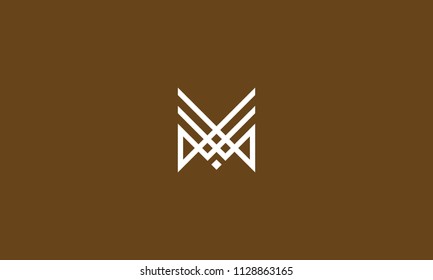 initial M line geometric logo icon vector