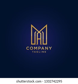 Initial M A line letter logo design template. Abstract and luxury monogram logo