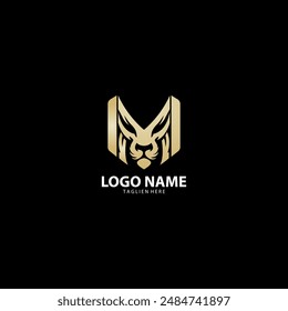 initial M lion logo design vector