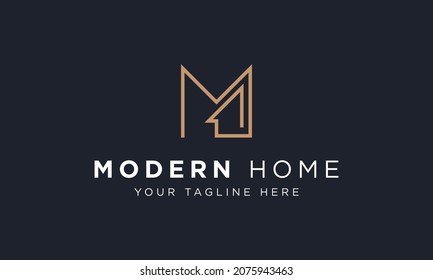 Logo inicial de M combinado con icono principal. Ilustración vectorial.