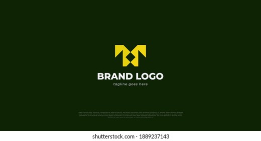 Initial M logo design with abstract concept isolated on dark background
