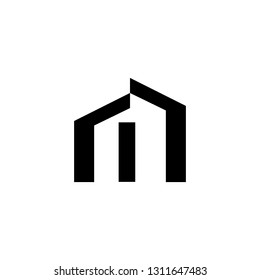initial M logo design for apartment building