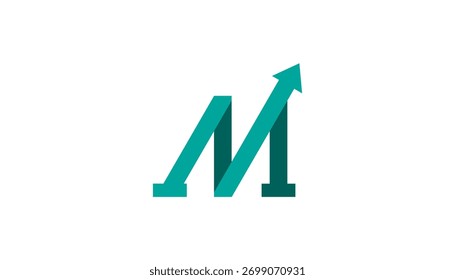 Logotipo M inicial. letra M com seta crescer em inspiração de design de logotipo de cor gradiente
