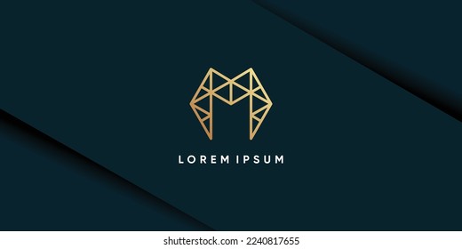 Lineación inicial del logotipo M con diseño creativo para empresas