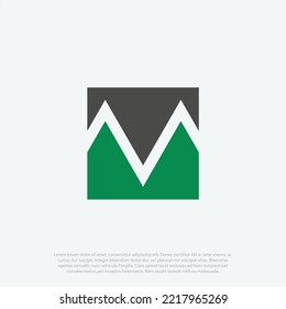 Initial M logo as mount shape, M logo for mount with initial M, simple and modern logo design vector