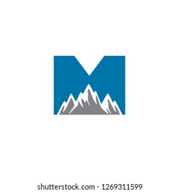 initial m logo mountain design