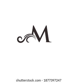 logotipo M inicial con símbolo de adorno