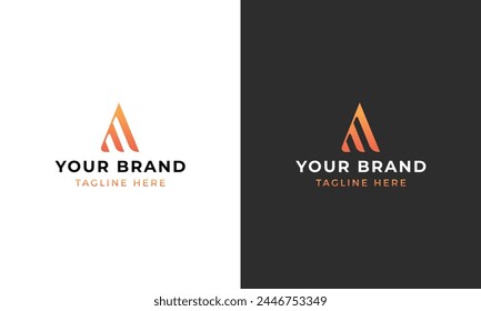 Initial A M AM logo with triangle luxury shape on pink or rose gold color