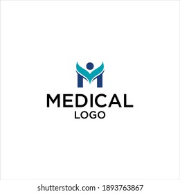 Initial M Logo,Medical Design with human symbol