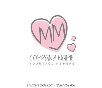 Initial M M with love logo template vector