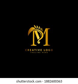 Initial M luxury logotype with flourish ornament. Typography for company and business logo.