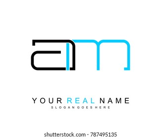 Initial A & M minimalist logo template vector