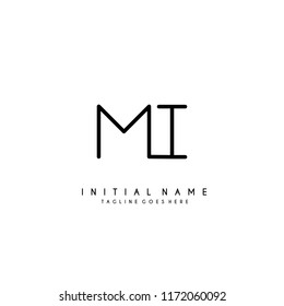 Initial M I minimalist modern logo identity vector