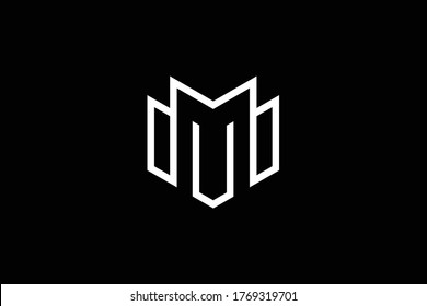 Initial M MM MU UM modern monogram and elegant logo design, Professional Letters Vector Icon Logo on black background.