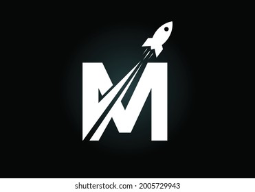 Initial M monogram letter alphabet with a Rocket logo design. Rocket icon. Font emblem. Modern vector logotype for business and company identity.
