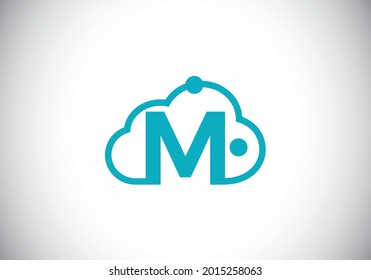 Initial M monogram letter alphabet with the cloud. Cloud computing provider service logo. Modern cloud technology vector logo design for business, and company identity.