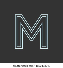 Initial M Monoline, Outline, Double Line Simple Premium Logo Icon. Design Graphic Vector EPS10