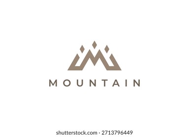 Initial M Mountain Logo, minimalistischer Buchstabe M mit Bergdesign Logo, Vektorgrafik