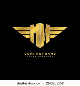 Initial M N wing logo template vector