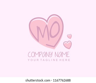 Initial M O with love logo template vector