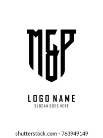 Initial M & P abstract shield logo template vector