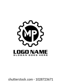 Initial M & P gear logo template vector