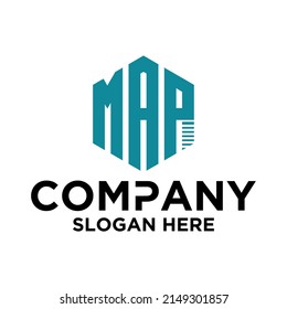 Initial M A P hexagon logo vector