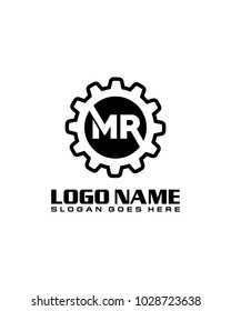 Initial M & R gear logo template vector