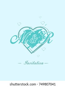 Initial M & R wedding invitation logo template vector