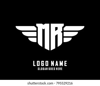 Initial M & R wing logo template vector